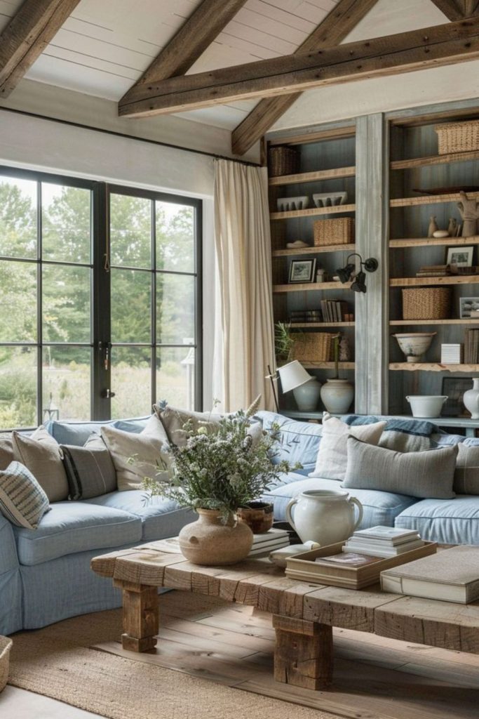 Sunlit oak rustic seating arrangement