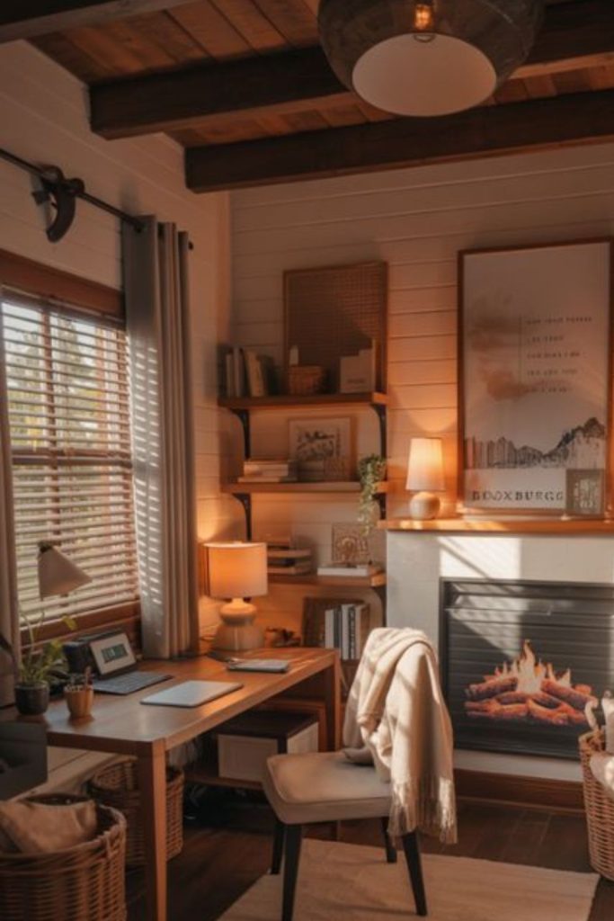 Cabin loft warm writing perch