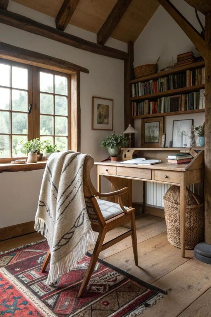 Cedar shingle porch cozy desk