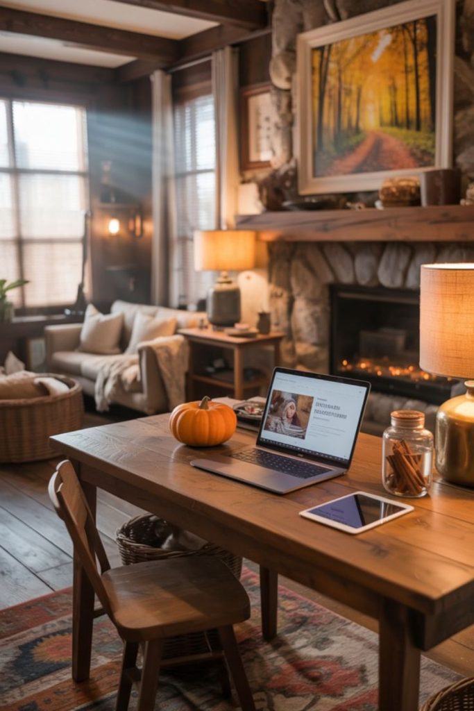 Clay stove heated study corner
