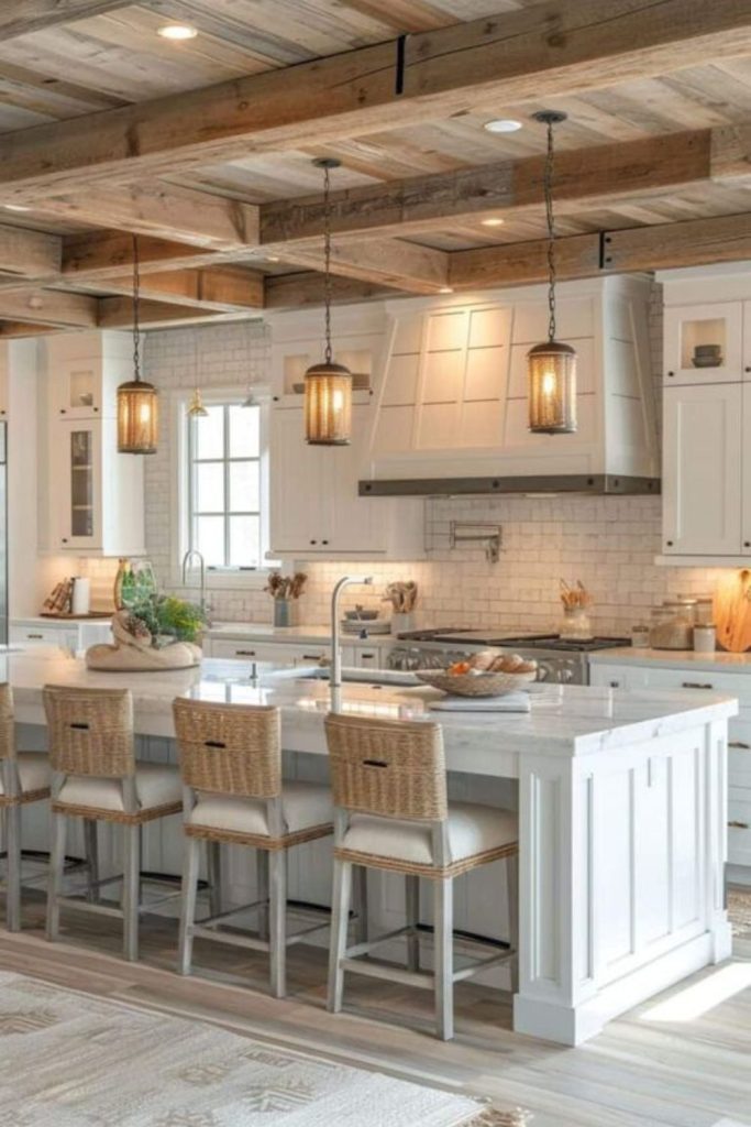Coastal driftwood inspired kitchen space.