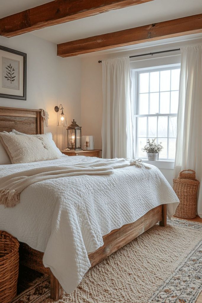 Cotton-spun bedroom filled with calm.