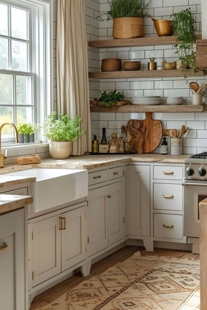 Light and airy farmhouse kitchen.