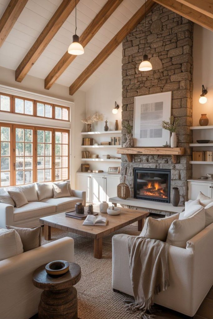 Cottonwood farmhouse living room breezy look.