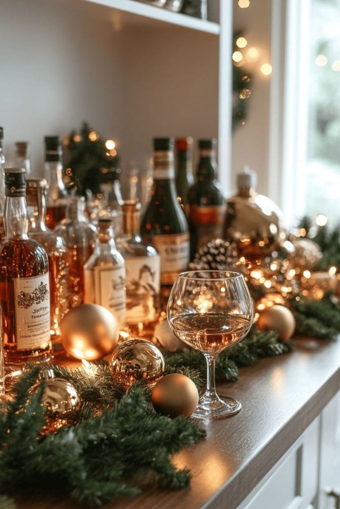 Crystal decanter beverage station luxurious serving.