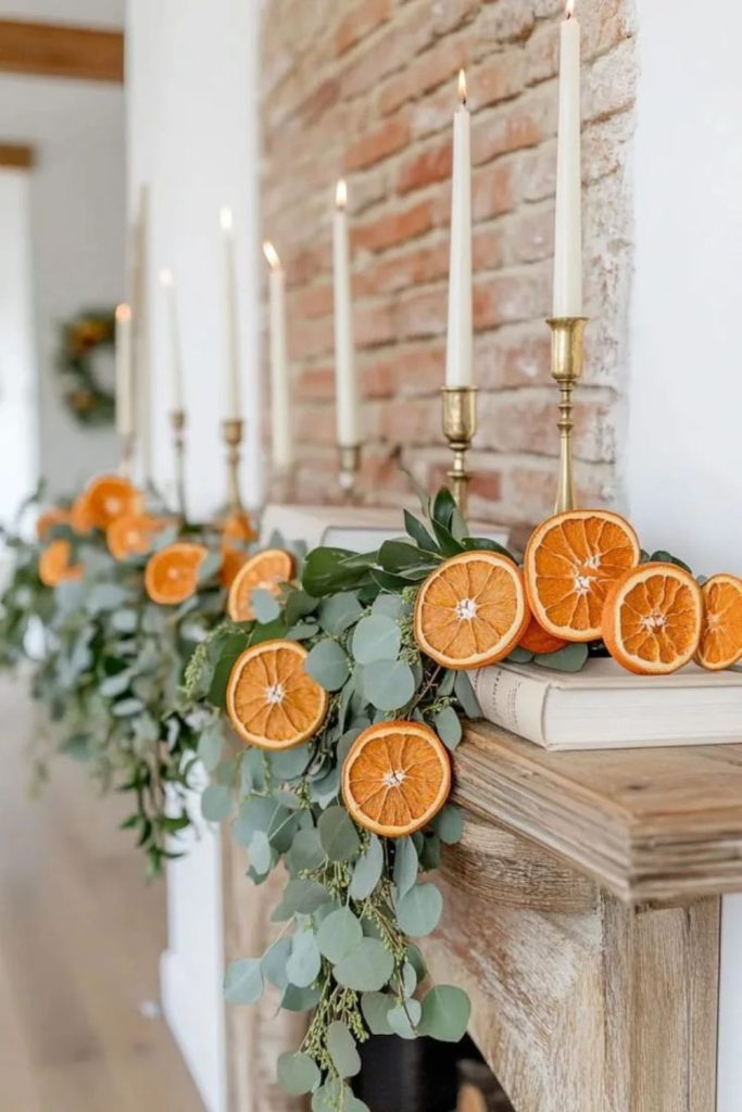 Dried citrus garland with pine