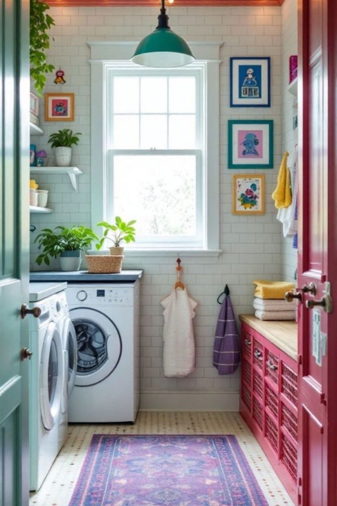 Vibrant eclectic laundry with playful hues.