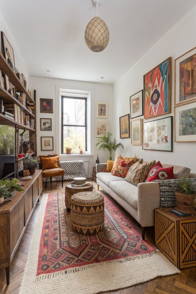 Eclectic furniture adds charm small spaces.