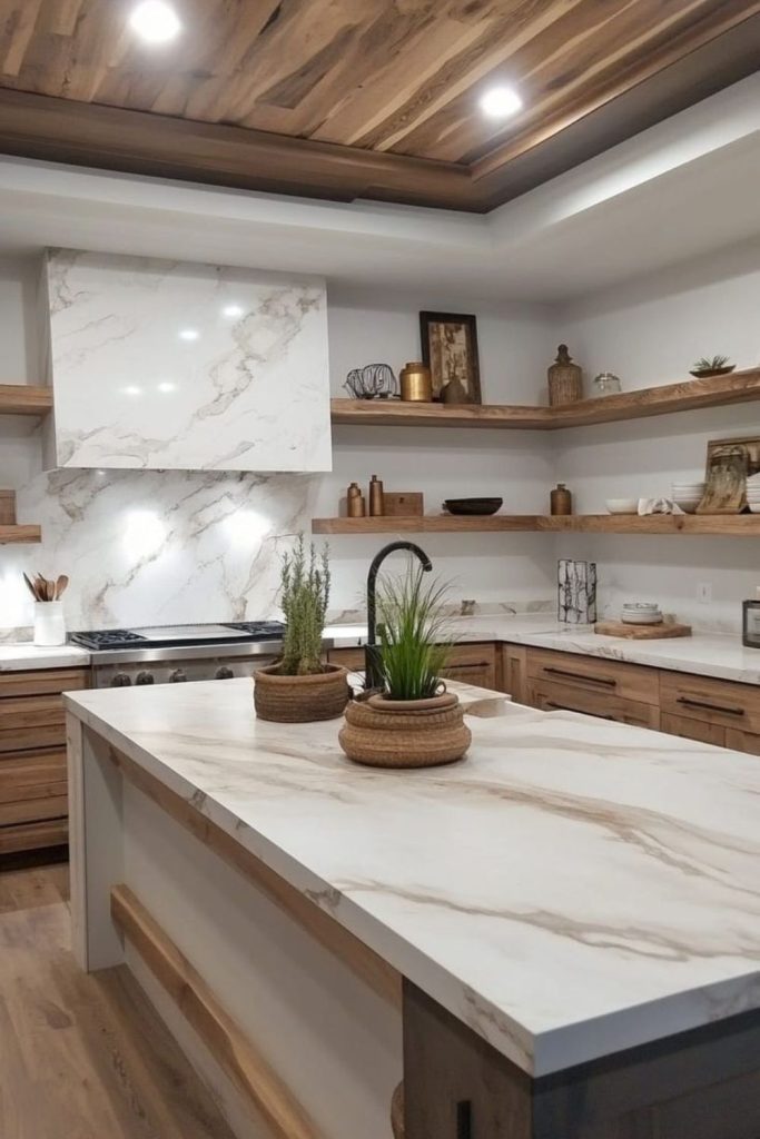 Embergrain kitchen with drifting warm accents