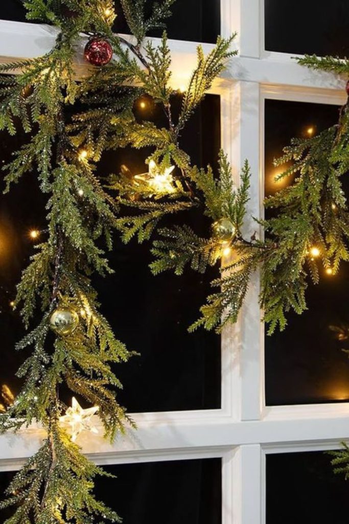 Mini evergreen cluster with LED lights