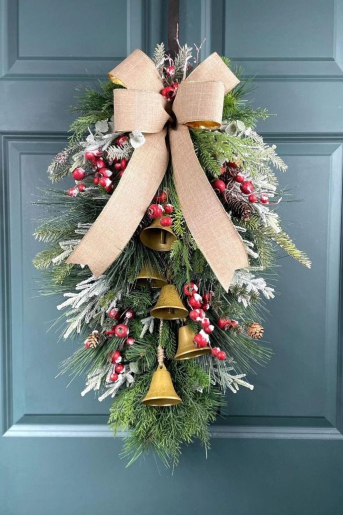 Evergreen rope bells festive entry decor