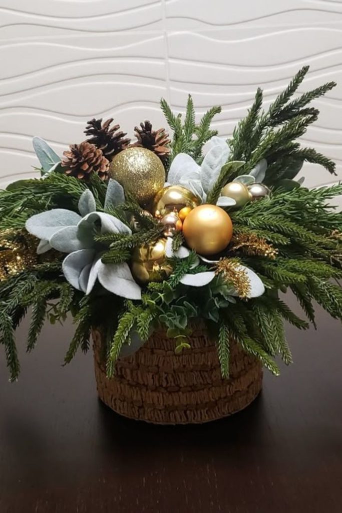 Wild evergreen sprigs with pinecone accents