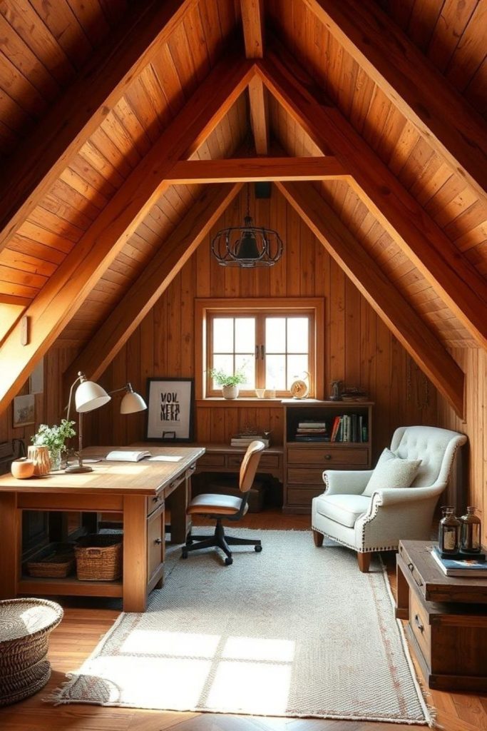 Farmhouse attic cozy loft office