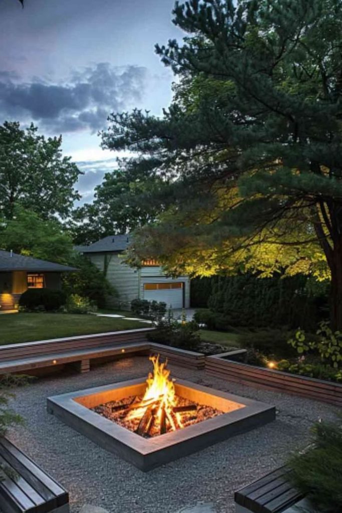 Woodland edge fire pit area