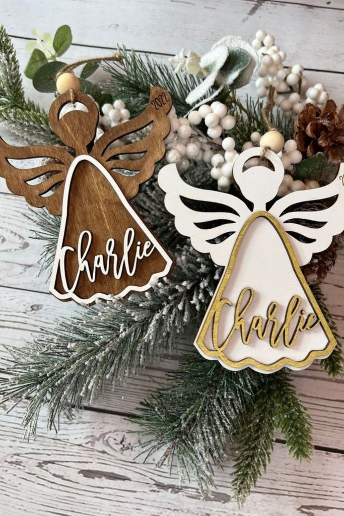 Carved angel token with frosty glow