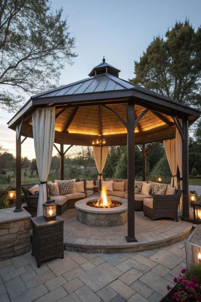 Pavilion garden backyard fire pit