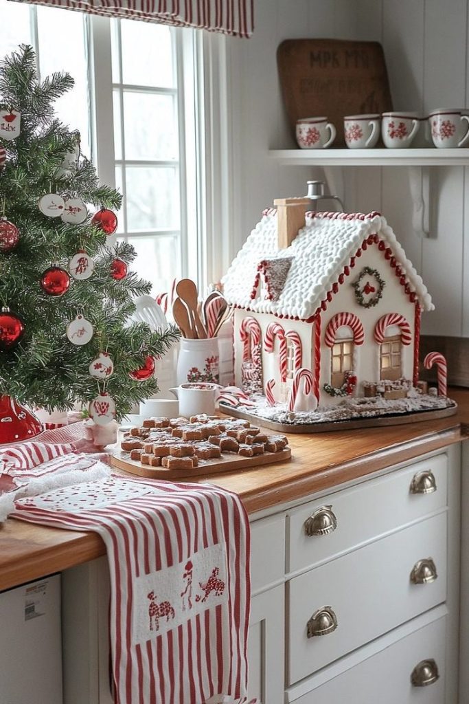 Gingerbread houses with candy accents
