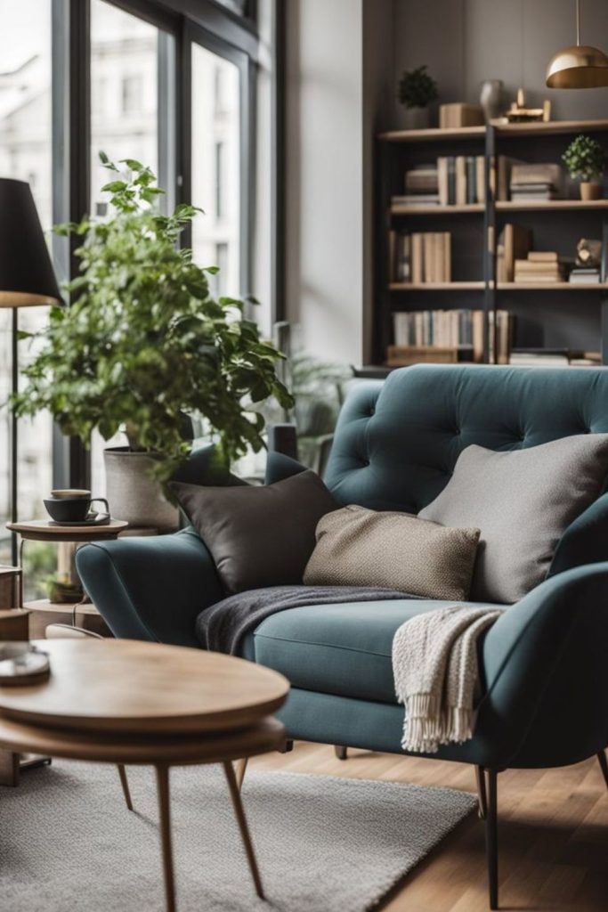 Metallic accents in small modern room