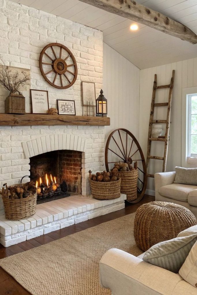 Country hearth living space rustic.