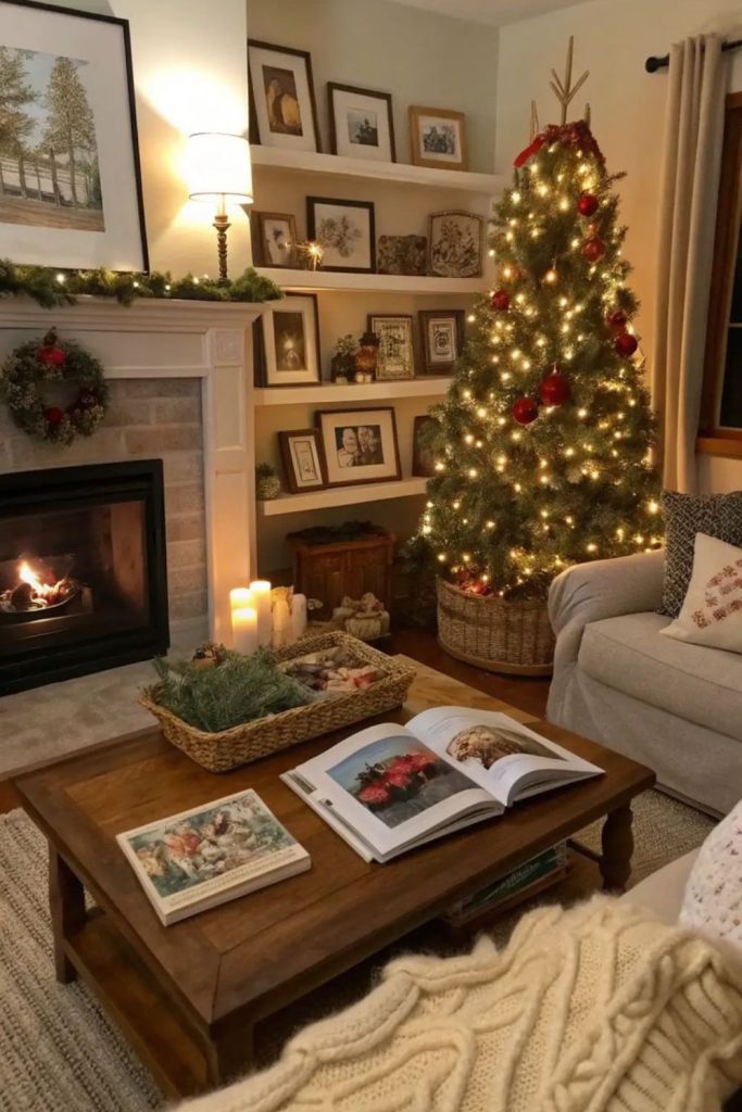 Cozy storybook hearth with nostalgic décor.