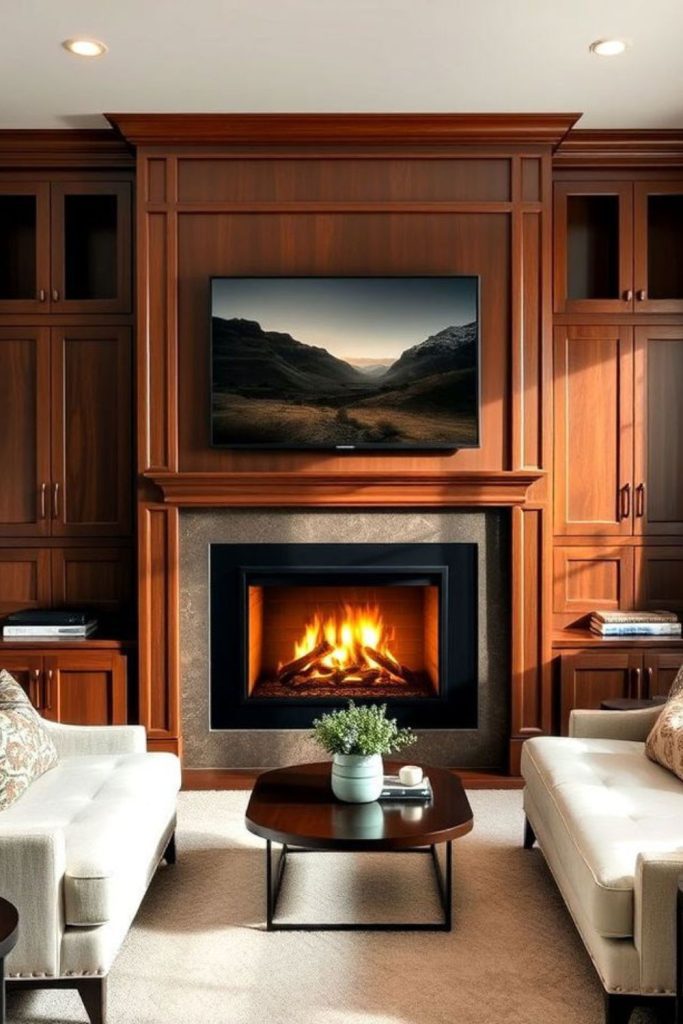 Prairie farmhouse fireplace living room.