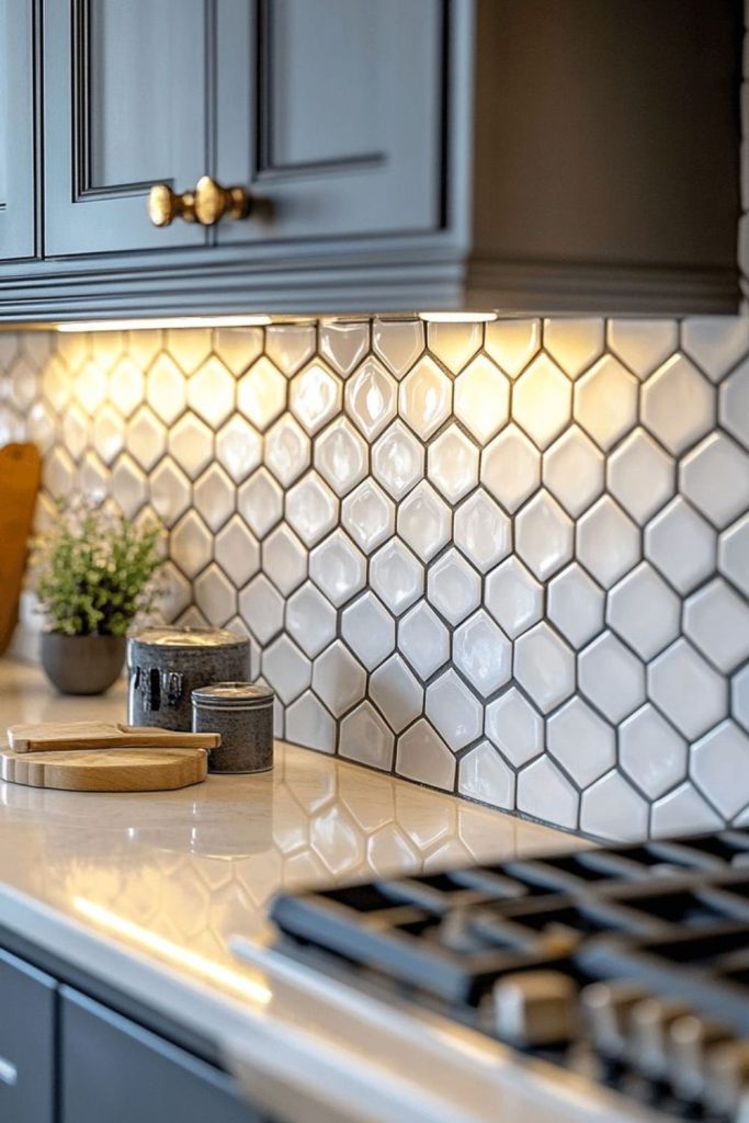 Hexagonal honeycomb tiles structured geometric pattern