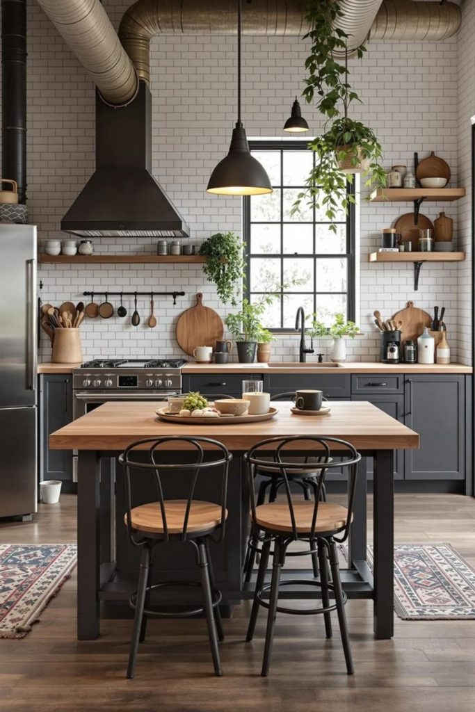 Industrial prairie style farmhouse kitchen.