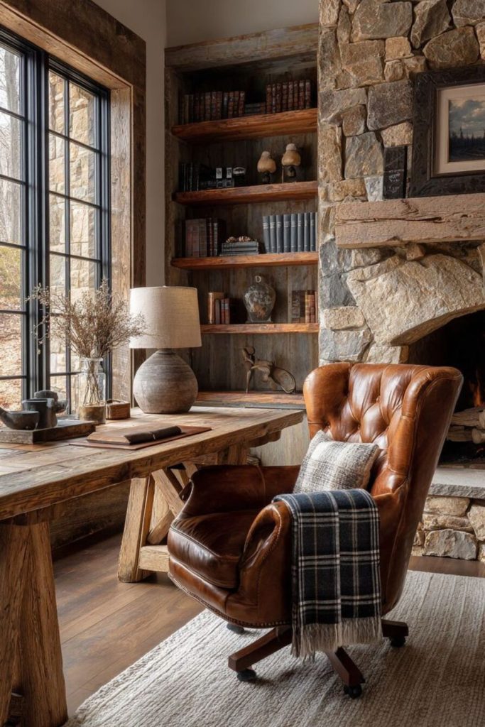 Iron stove heated cottage office