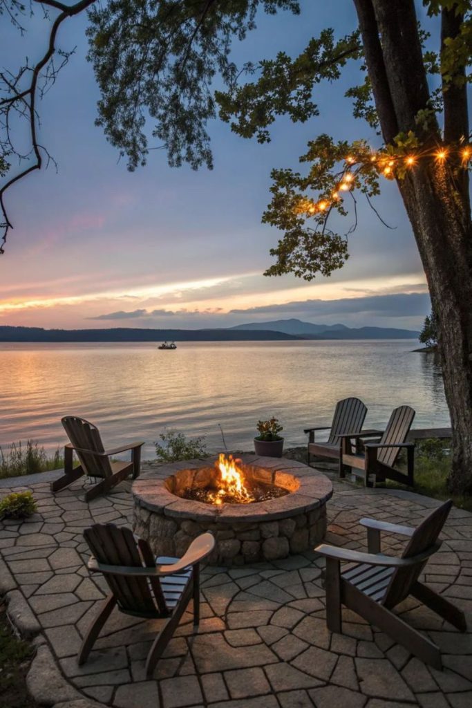 Lakeside fire pit seating