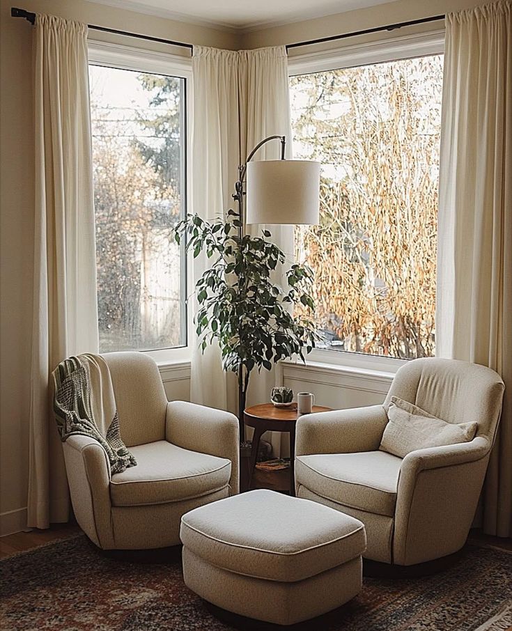 Linen recliners with casual throws nearby