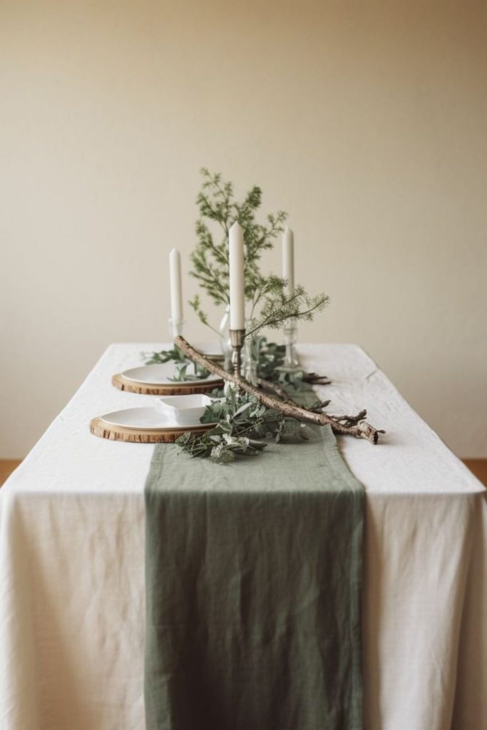 Linen table runner holiday decor