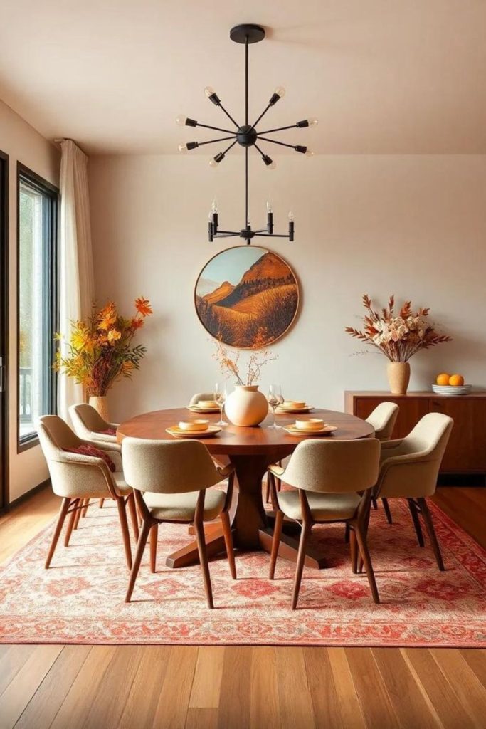 Maple dining table warm setting.