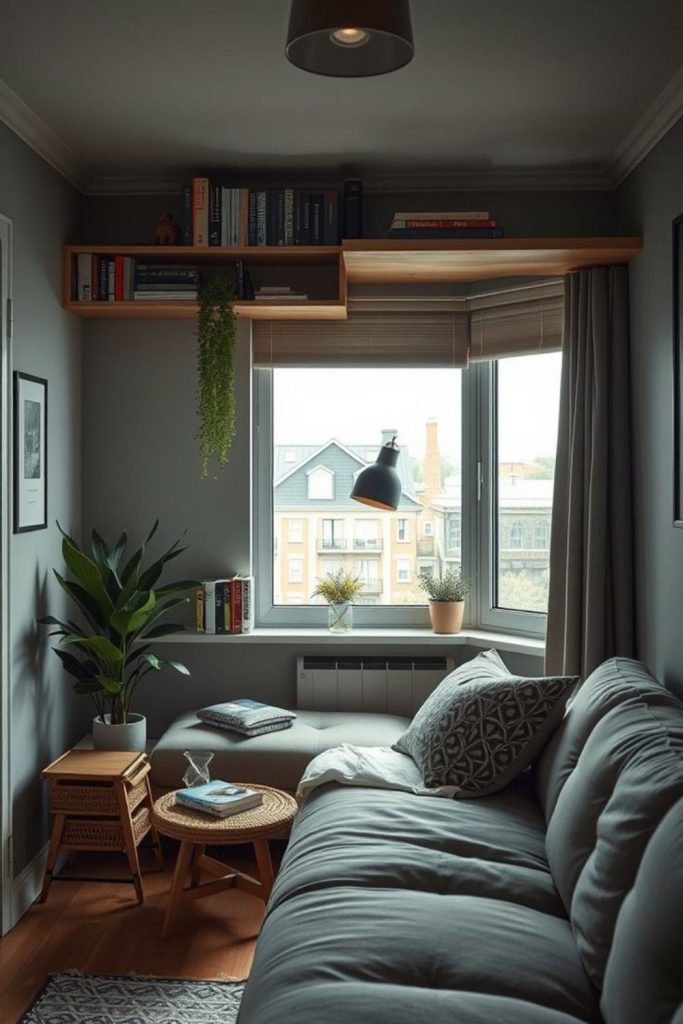 Airy tiny loft style living space