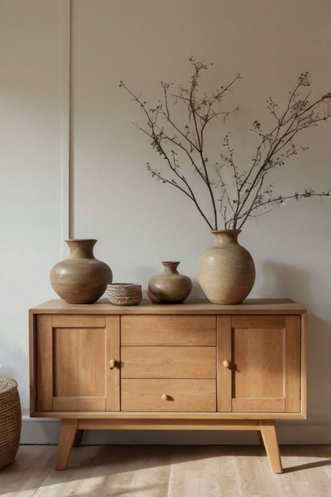 Clay vase modern minimal decor.