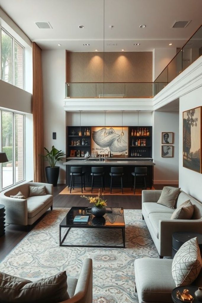 Clustered loungers with casual side tables