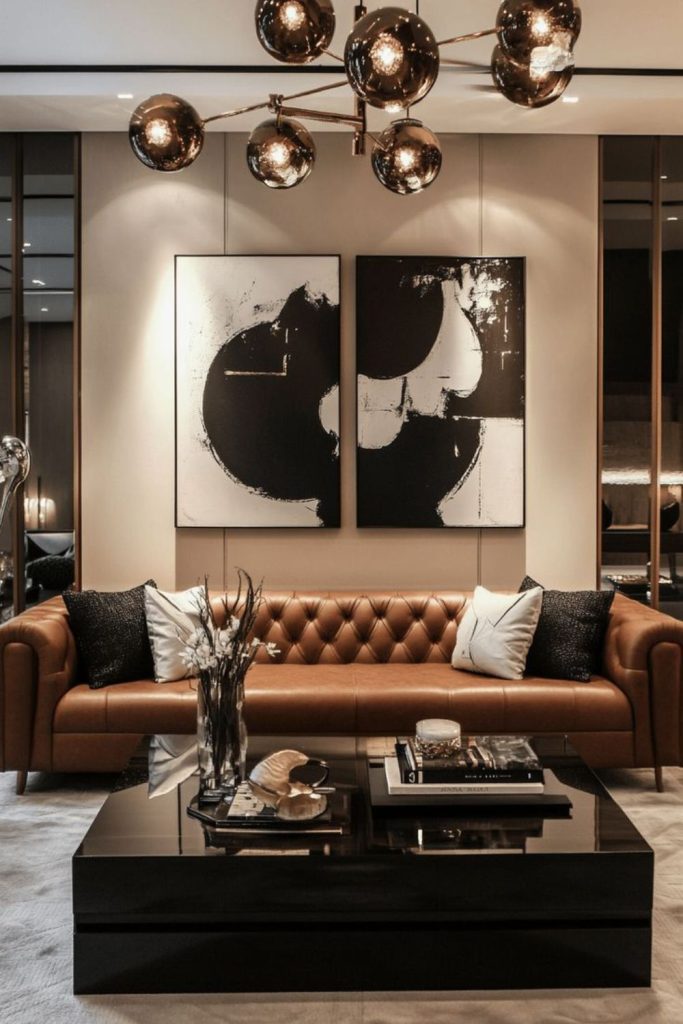 Monochrome brown leather minimal living