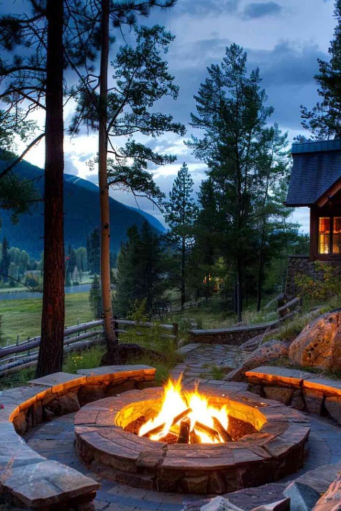Cliffside mountain fire pit