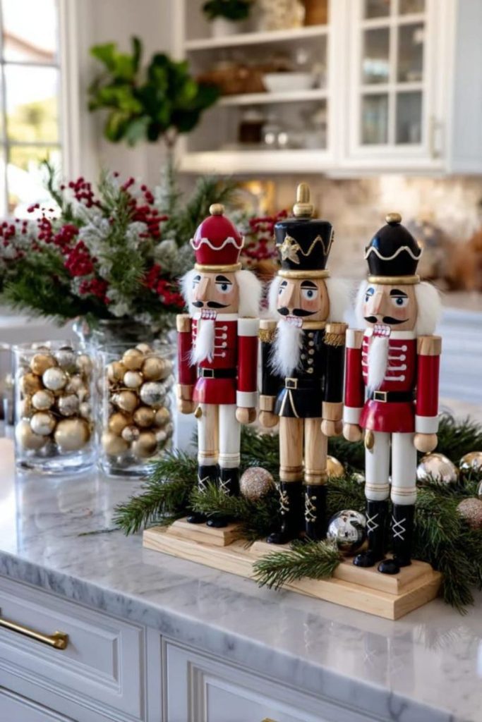 Nutcracker themed Christmas kitchen decor.
