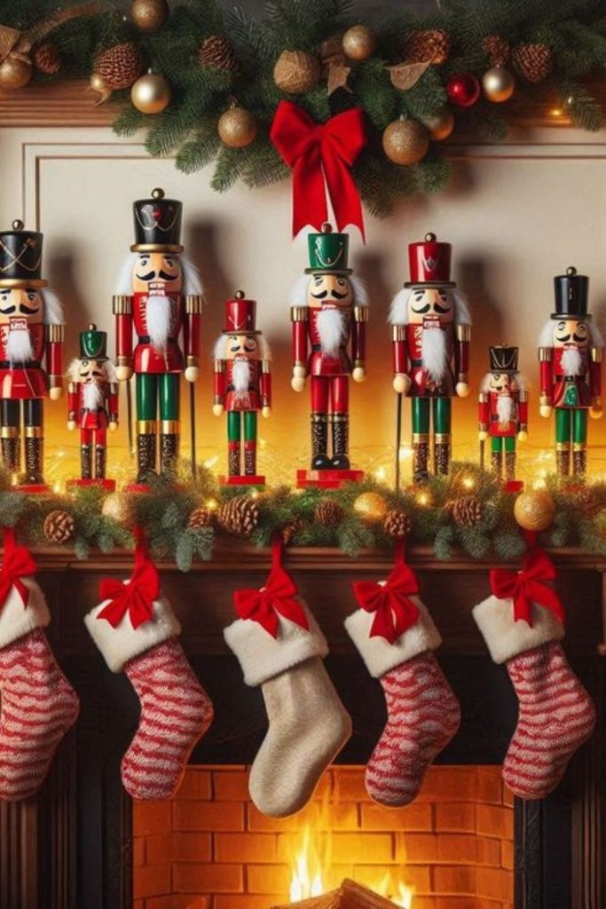 Nutcracker display with theatrical holiday feel.