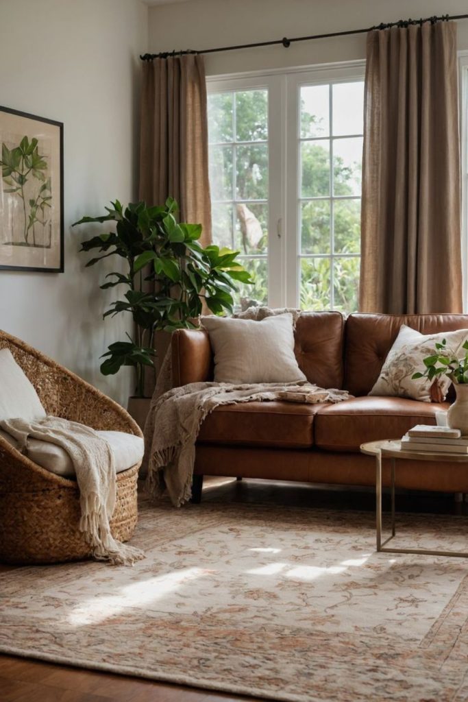 Transitional oak brown modern classic room.