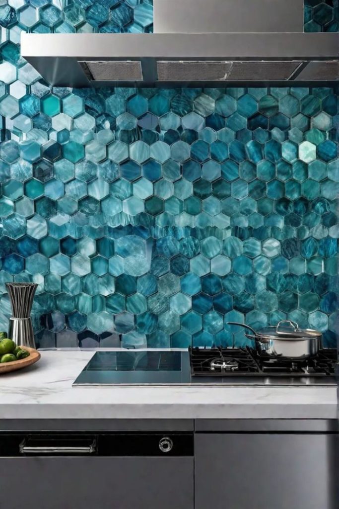 Ocean glass pebble backsplash natural sparkle