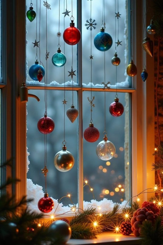 Ornament web with scattered pine sprigs