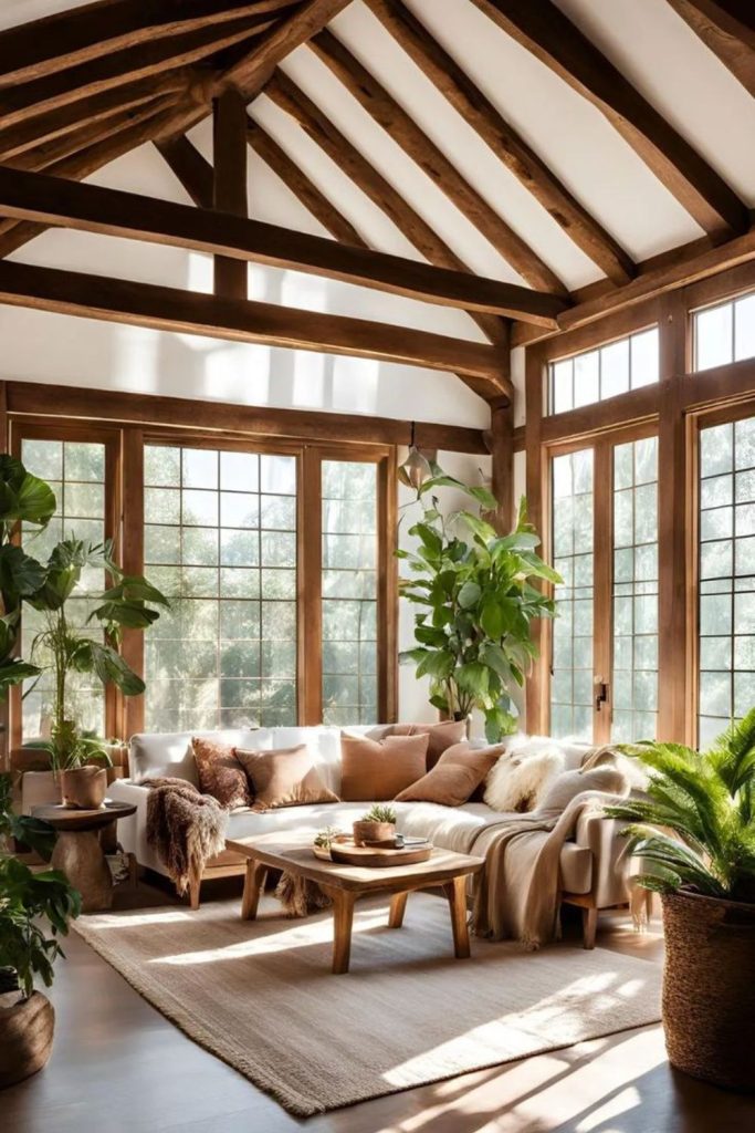 Sunlit rustic living with wildflowers