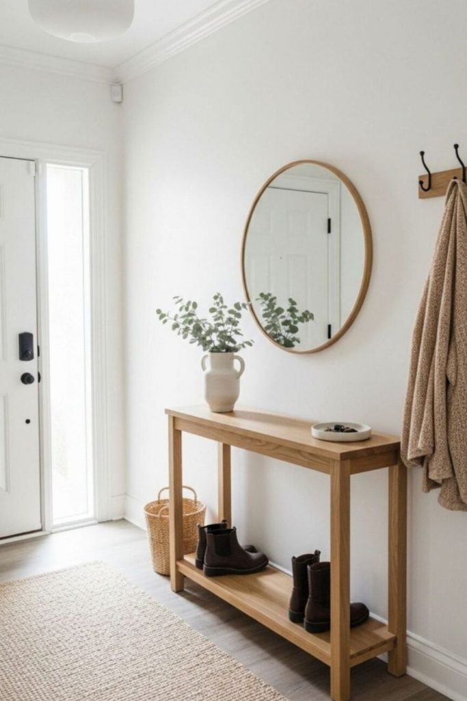 Minimal entryway with simple bench.