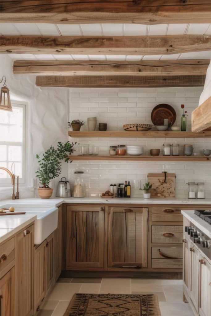 Reclaimed wood vintage farmhouse kitchen.