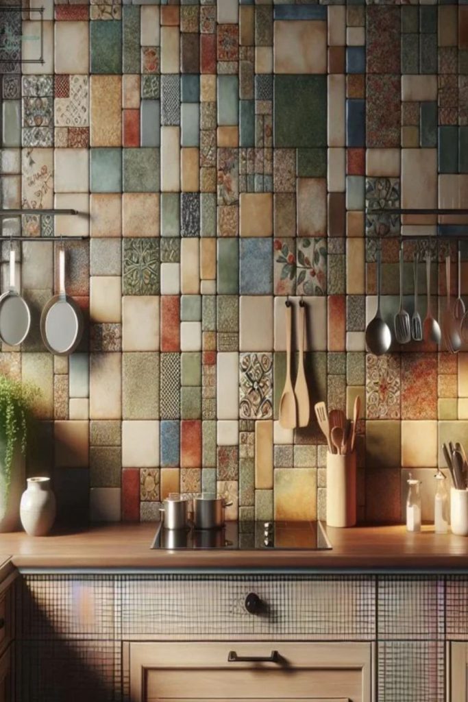 Reclaimed tile patchwork eclectic colorful design