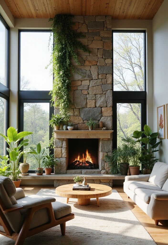 Coastal breezy fireplace living room.