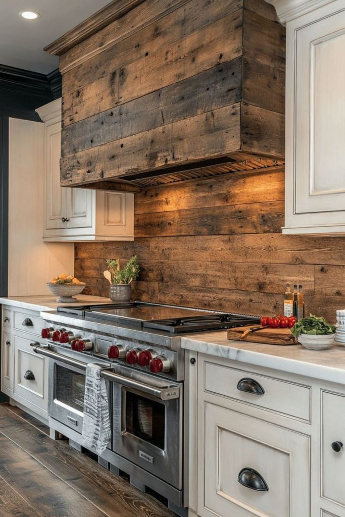 Rustic reclaimed barnwood panels warm texture