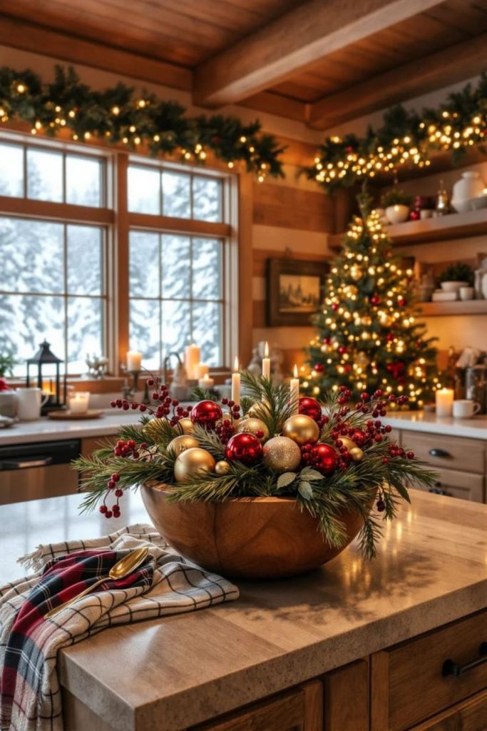 Crimson berries in rustic wooden bowl