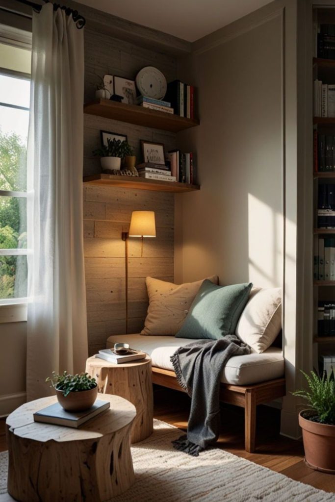 Wooden textures cozy small corner